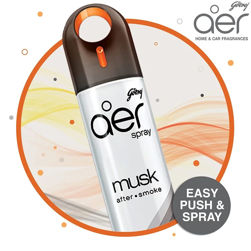 Godrej aer spray, home & office air freshener musk after smoke 240ml