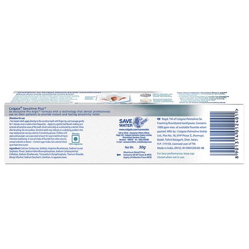Colgate Toothpaste - Sensitive, Plus, 30 g