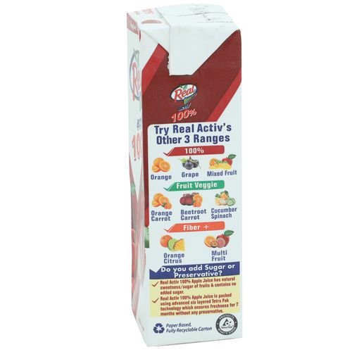 Real Activ Juice - Apple with No Added Sugar, 200 ml
