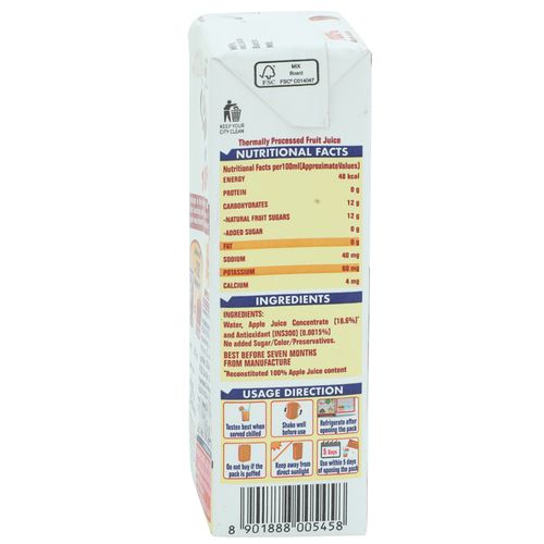 Real Activ Juice - Apple with No Added Sugar, 200 ml