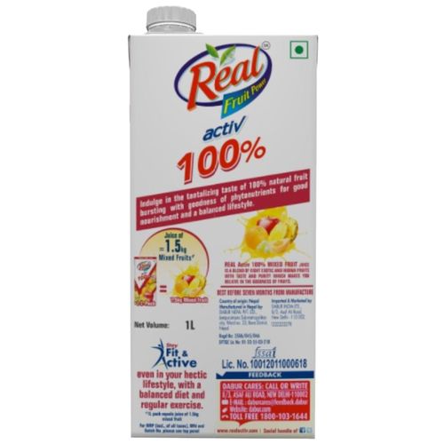 Real Activ Juice - Mixed Fruit, with No Added Sugar, 1 L