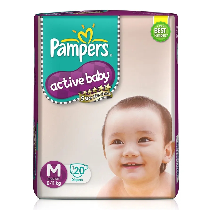 Pampers Active Baby Diapers Medium - 20 PC's