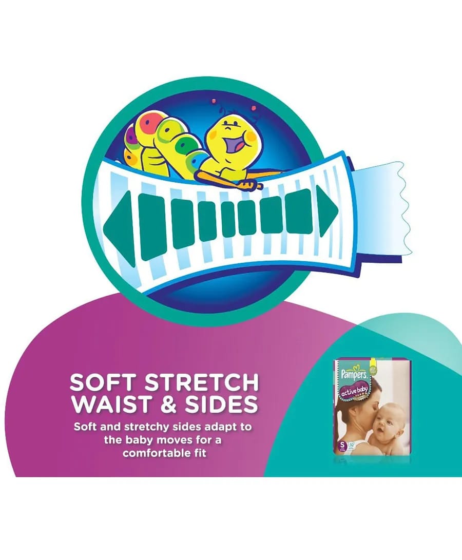 Pampers Active Baby Diapers Small 3-8 kg - 92 PC's