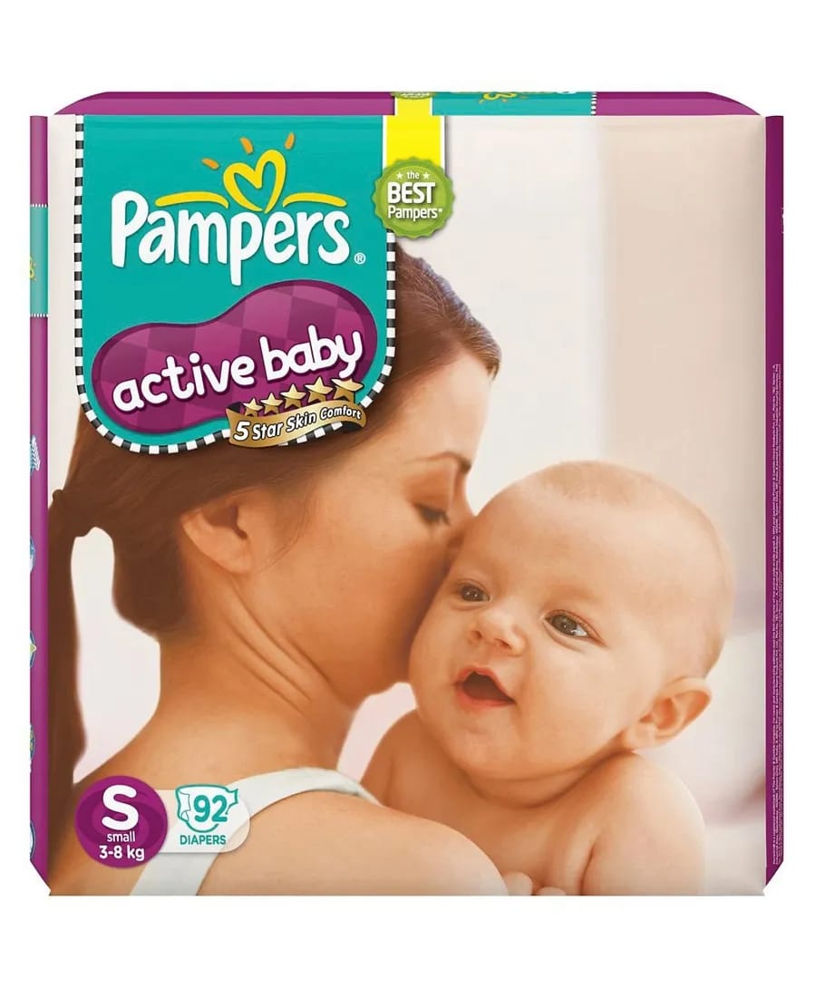 Pampers Active Baby Diapers Small 3-8 kg - 92 PC's