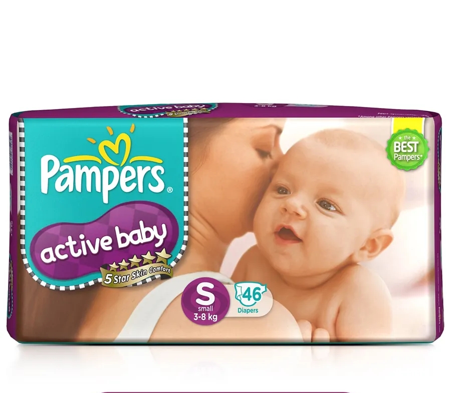 Pampers Active Baby Diapers Small 3-8 kg - 46 PC's