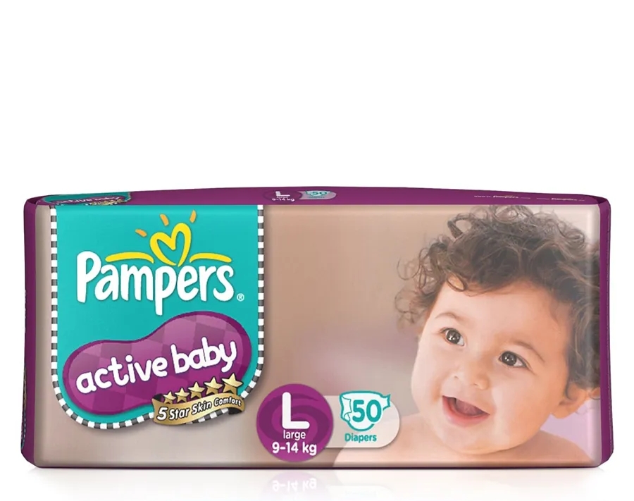 Pampers Active Baby Diapers Large 9-14 kg - 50 Pcs