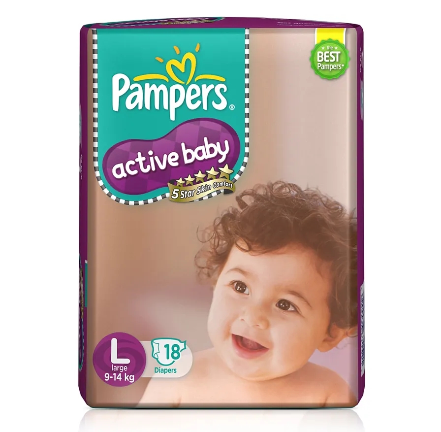 Pampers Active Baby Diapers Large - 18 Pcs 