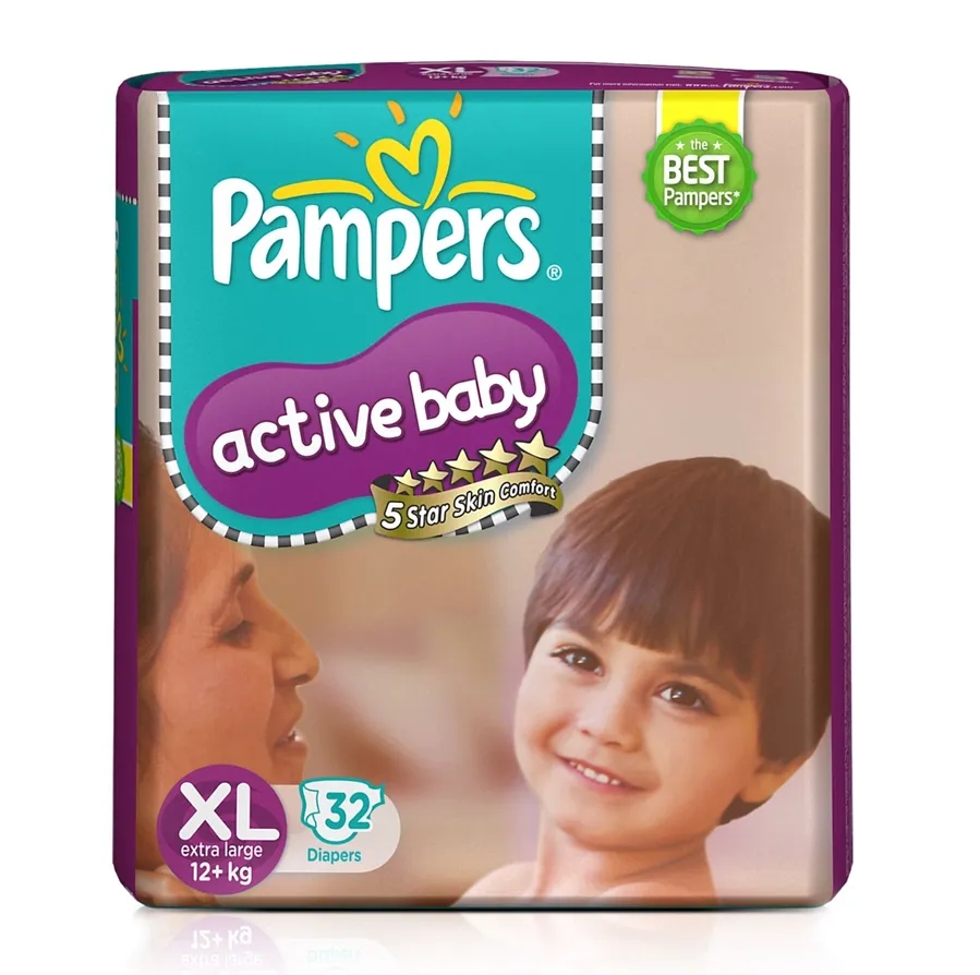 Pampers Active Baby Diapers XL Size 12+kg - 32 Pcs