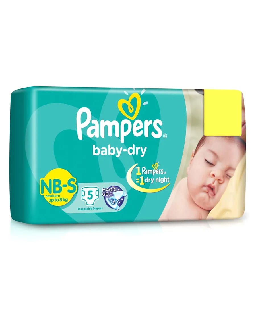 Pampers Baby Dry Diapers New Born To Small - 5 Pcs