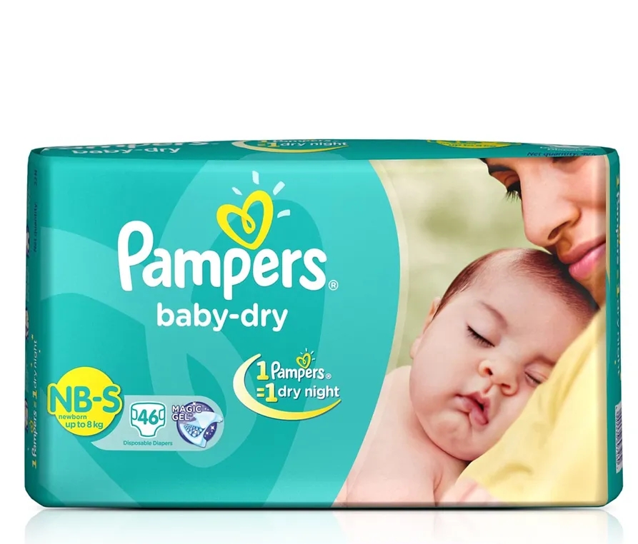Pampers Baby Dry Diapers New Born To Small - 46 Pcs
