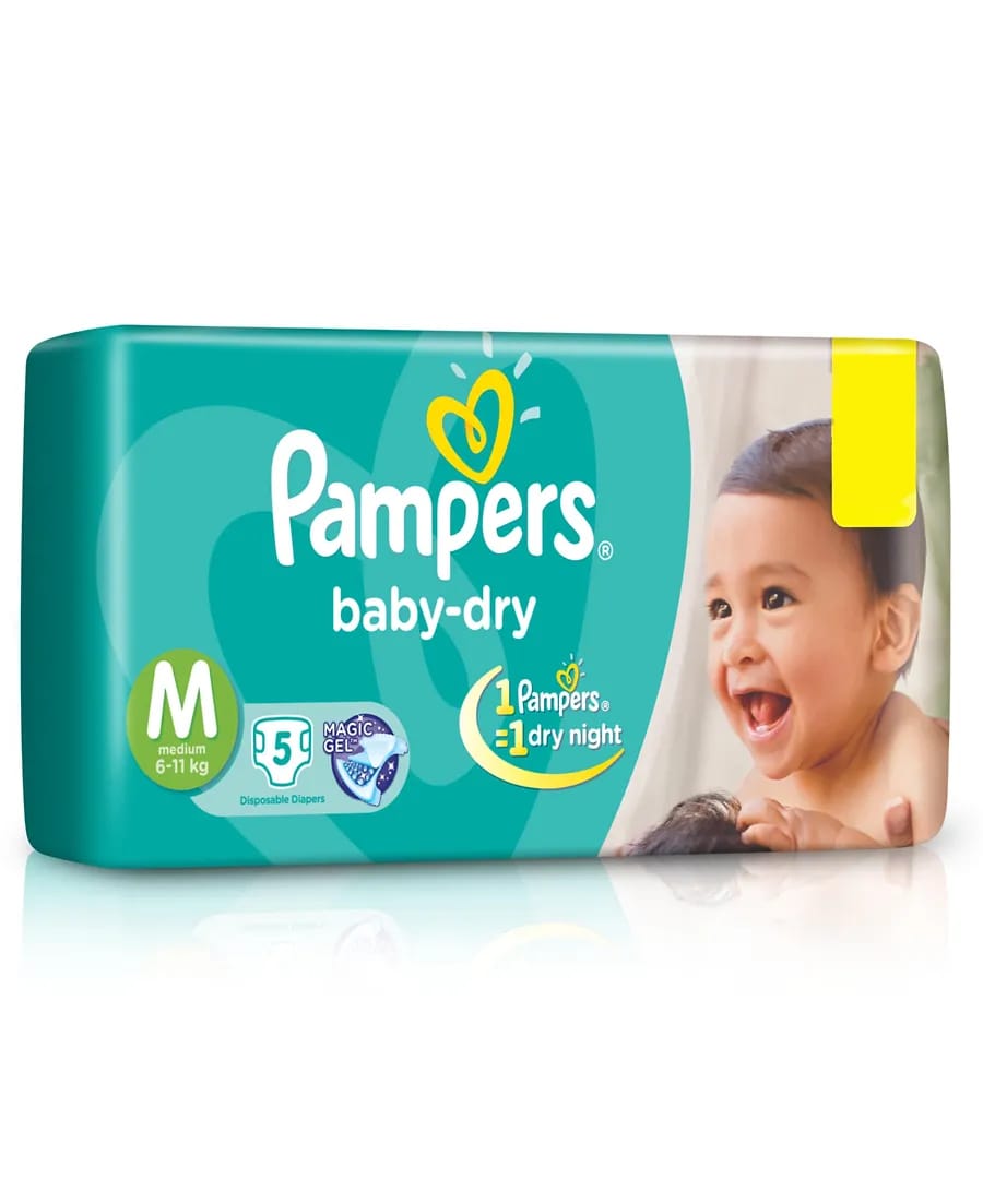 Pampers Baby Dry Diapers Medium - 5 Pcs
