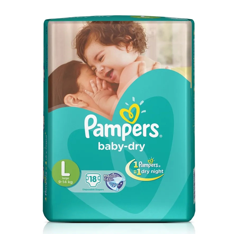 Pampers Baby Dry Diapers Large - 18 Pcs