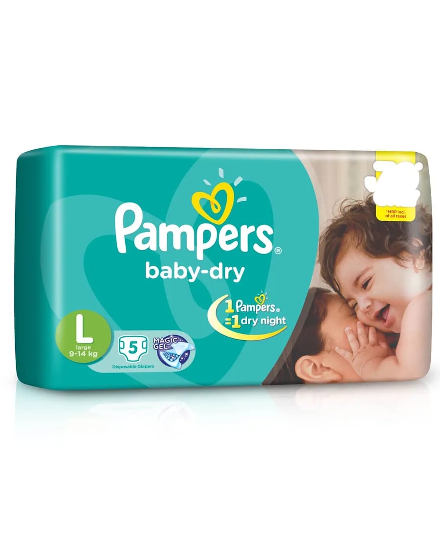 Pampers Baby Dry Diapers Large - 5 Pcs 