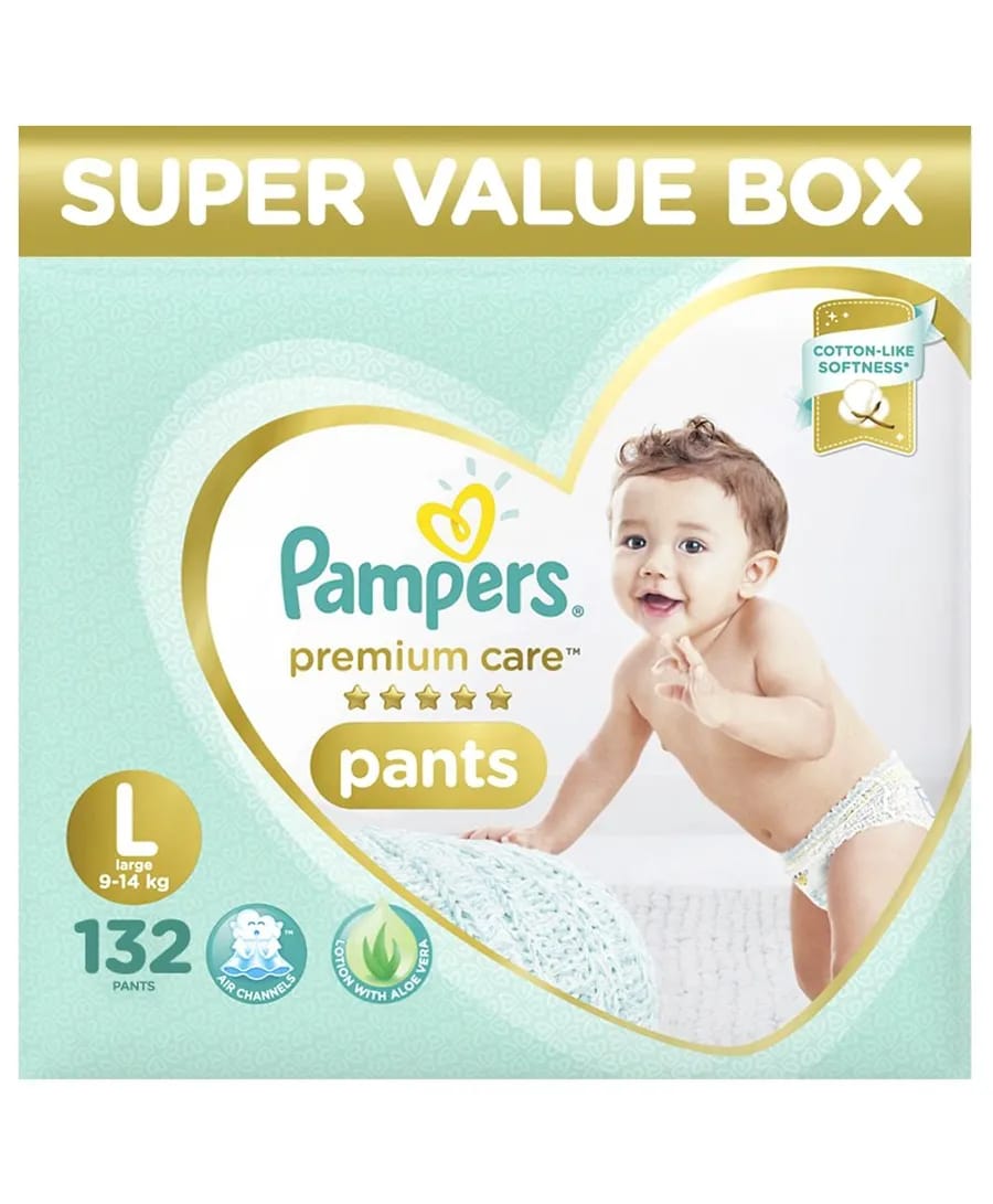 Pampers Premium Care Pant Style Diapers Super Value Pack Large Size - 132 Pcs