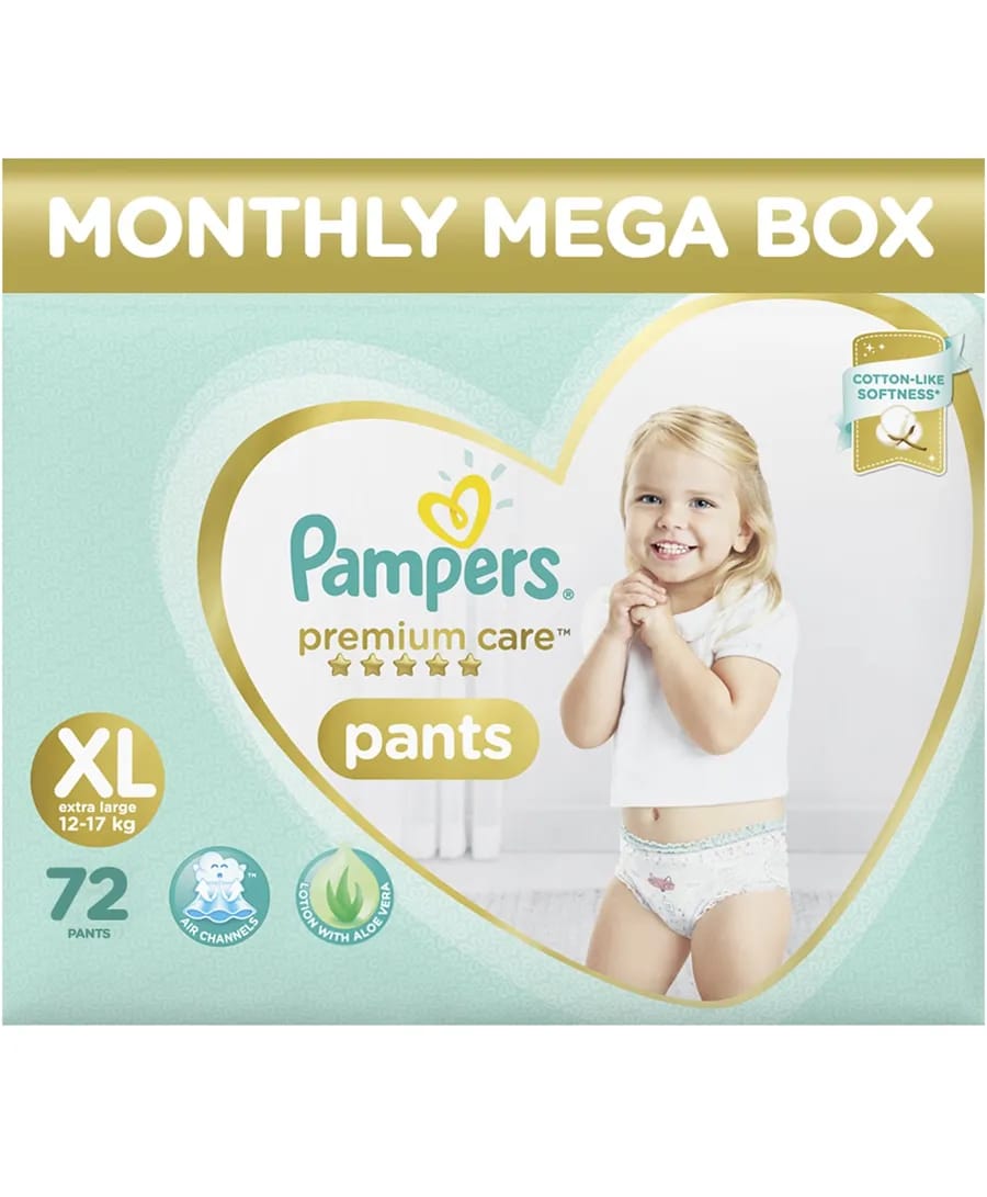 Pampers Premium Care Pant Style Diapers Monthly Pack XL Size - 72 Pcs