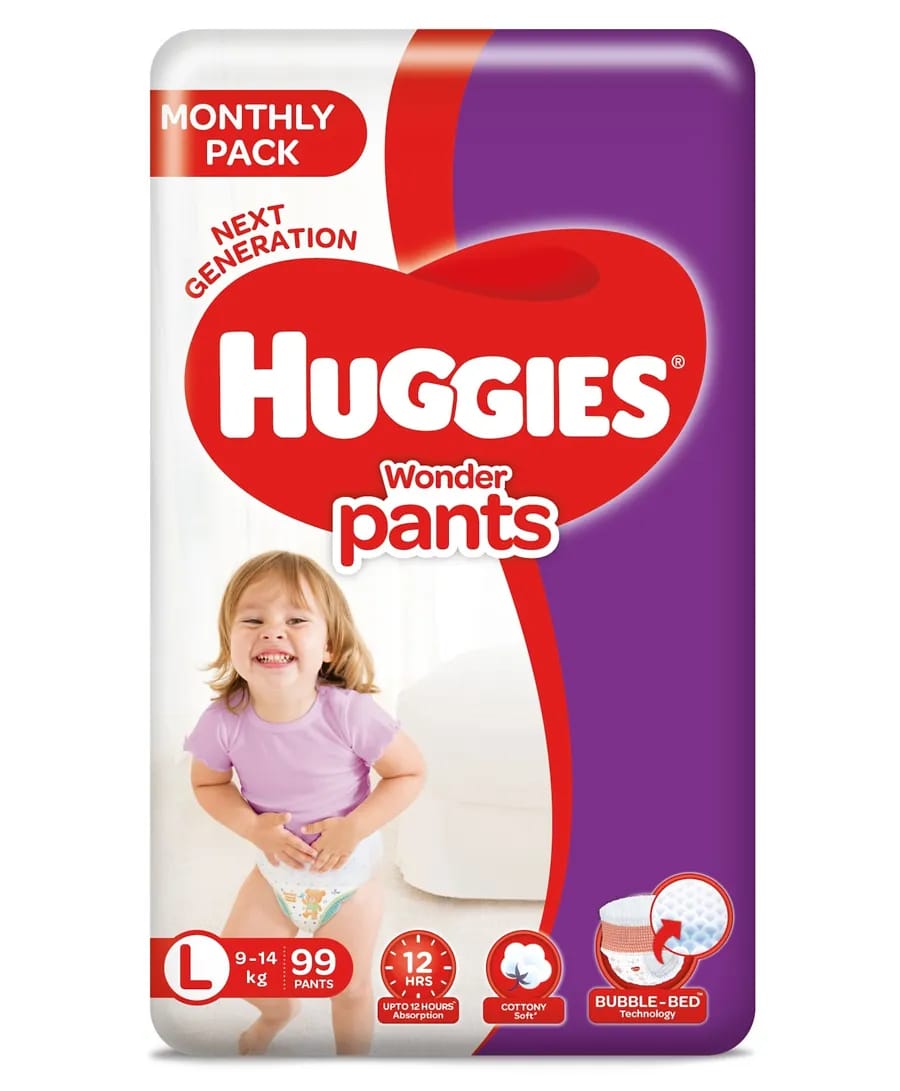 Huggies Wonder Pants Diapers Monthly Pack Large Size - 99 Pcs 