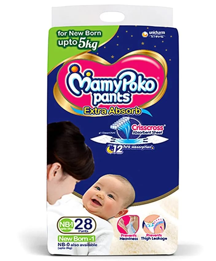 MamyPoko Extra Absorb Pant Style Diapers New Born - 28 Pcs