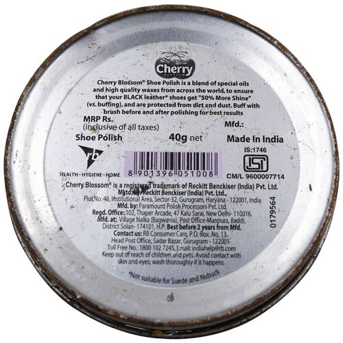 Cherry Blossom Shoe Polish - Black, 40 g