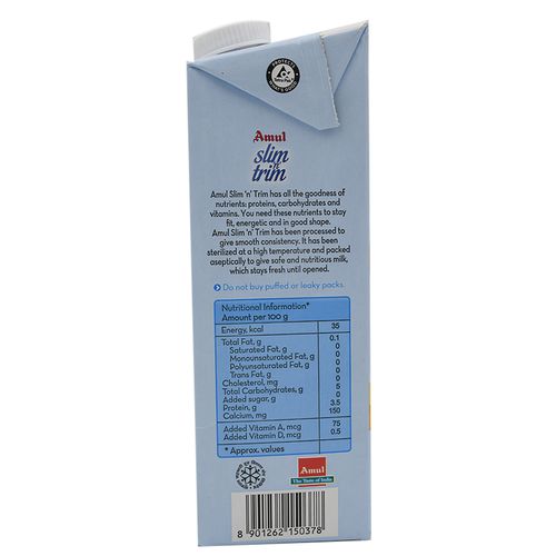 Amul Slim UHT Milk Slim n Trim, 1 L Carton