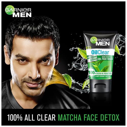 Garnier Men Oil Clear Matcha D-Tox Skin Purifying Gel Face Wash, 100 g
