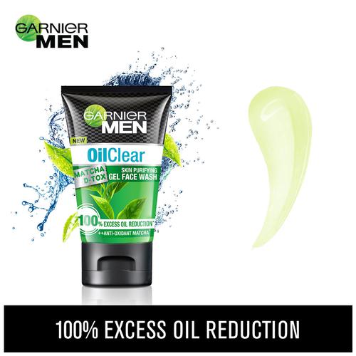 Garnier Men Oil Clear Matcha D-Tox Skin Purifying Gel Face Wash, 100 g