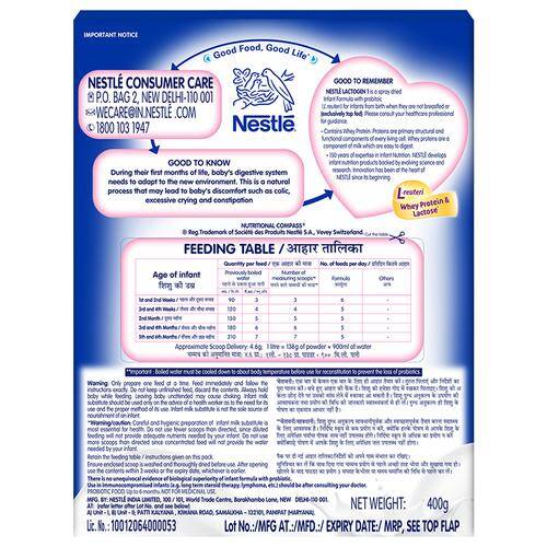 Nestle Lactogen 1 Infant Formula Powder - Up to 6 Months, Stage 1, 400 g Bag-In-Box