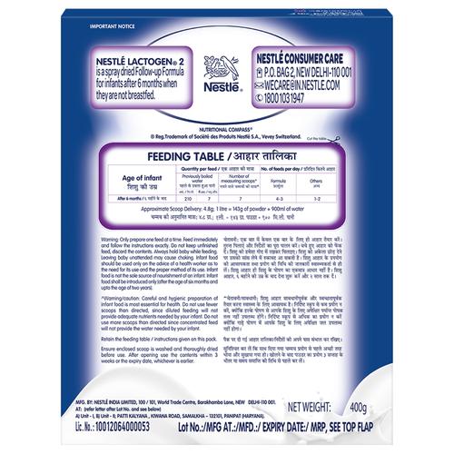 Nestle Lactogen 2 Follow-Up Infant Formula Powder - After 6 months, Stage 2, 400 g