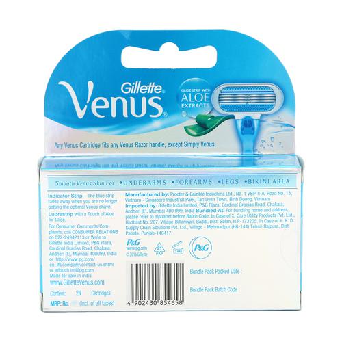 Gillette Venus Aloe Vera Razor Blades For Women, 2 pcs