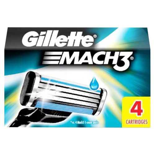 Gillette Mach3 - Manual Shaving Razor Blades Cartridge, 4 pcs