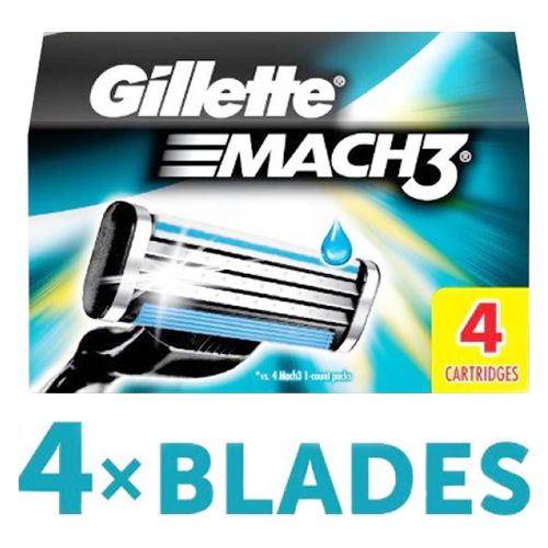 Gillette Mach3 - Manual Shaving Razor Blades Cartridge, 4 pcs