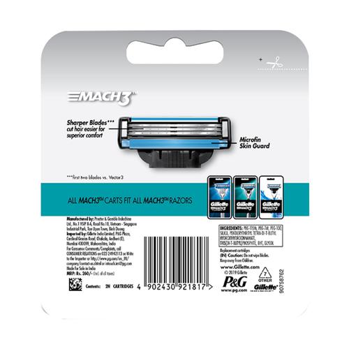 Gillette Mach3 - Manual Shaving Razor Blades Cartridge, 2 pcs