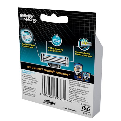 Gillette Mach3 - Manual Shaving Razor Blades Cartridge, 8 pcs