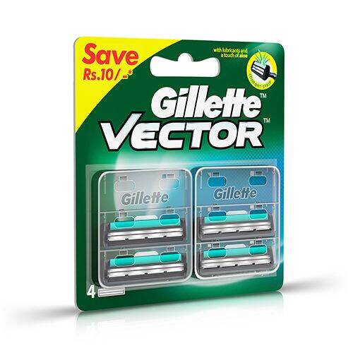 Gillette Vector Plus - Manual Shaving Razor Blades Cartridge, 4 pcs