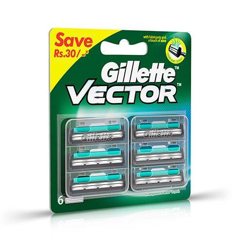 Gillette Vector Plus - Manual Shaving Razor Blades Cartridge, 6 pcs