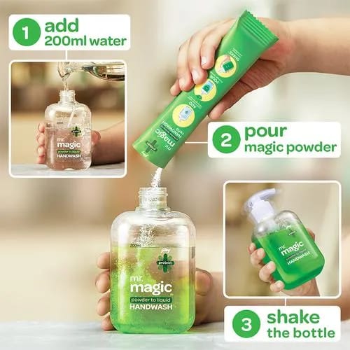 Mr. Magic Powder-To-Liquid Germ Protection Handwash Refill - Makes 200 ml Of Liquid, 9 g