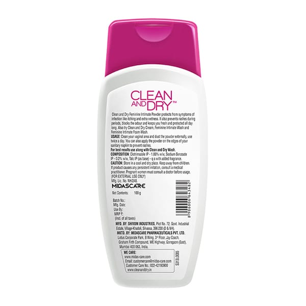 Clean and Dry Feminine Intimate Powder, 100 g