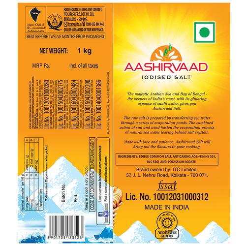 Aashirvaad Salt - Iodised, 1 kg Pouch