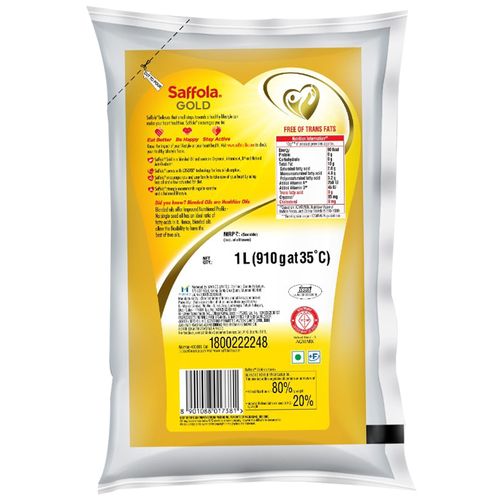 Saffola Gold Edible Oil Pouch, 3x1 Litter Multipack