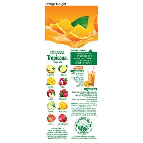 Tropicana Delight Fruit Juice - Orange, 200 ml Tetra